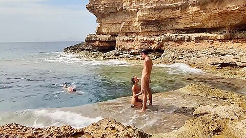 Divers Watching Us Fuck At The Beach Give Us Some Help
