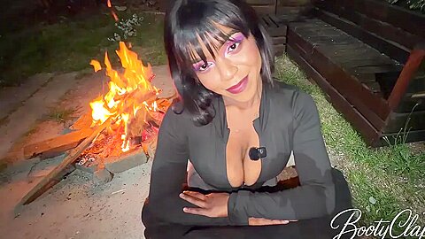 Horny Black Girl Sucks White Cock By The Fire Then Gets Bent Over
